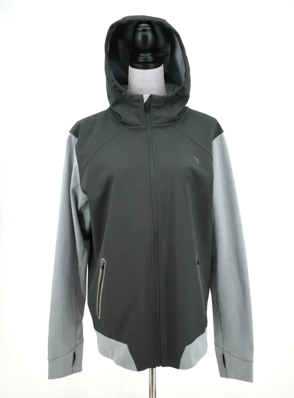 The North Face Jacket Mens Medium Gray Full Zip Hood Pockets Mountain Athletics